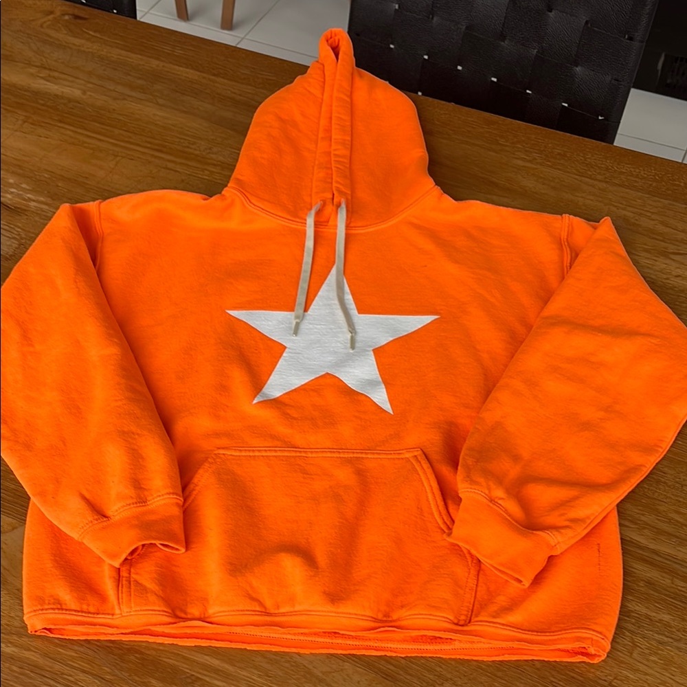 JET Bright Orange Hoodie with White Star